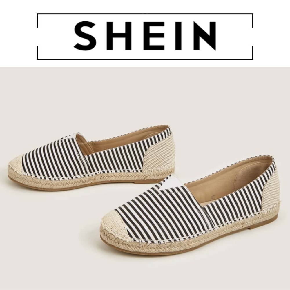 SHEIN Monochrome Striped Espadrilles